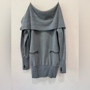 Sweaty Betty cowl neck long sweater with zipper